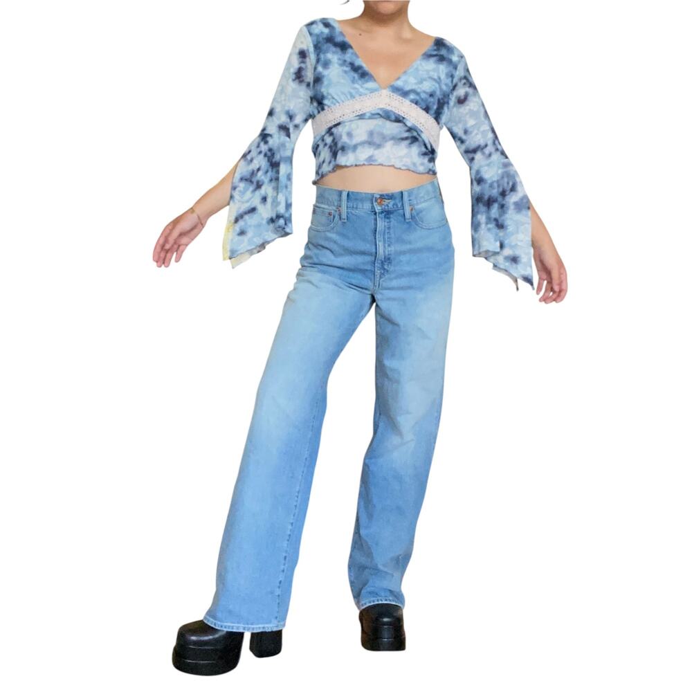 J Crew 90s Wide Leg Jean 28 Bootcut High Rise Light Wash Minimalist
